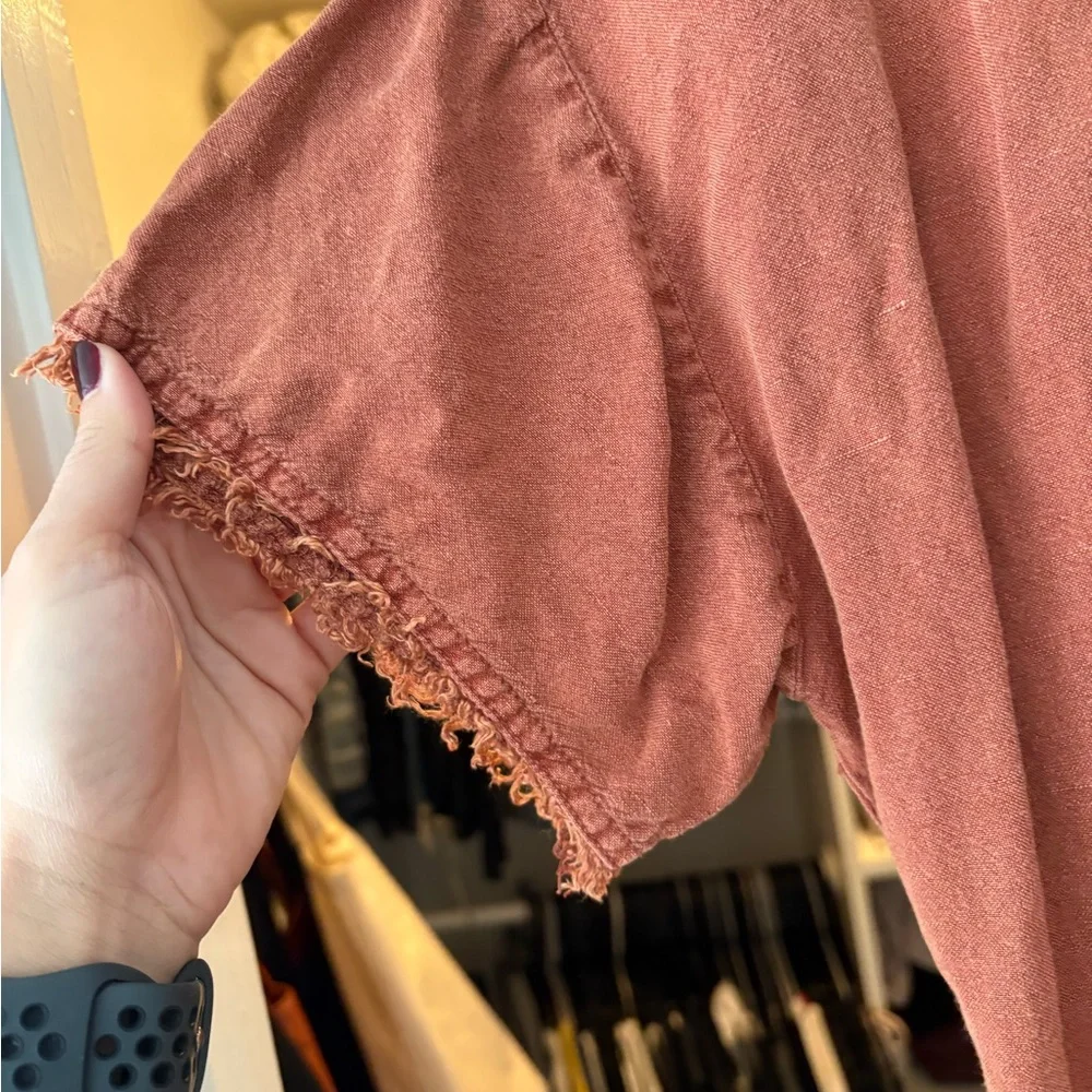 Rust Orange Button-Up Romper - Picture 2 of 9